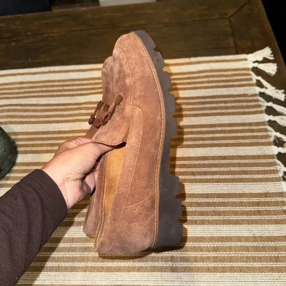 VIONIC Finley Brown Suede Orthopedic Slip On Chunky Loafers Women’s Size 9