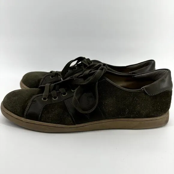 Vionic Jerome Suede Sneakers Lace Up Low Top Water Resistant Durable Green 11.5