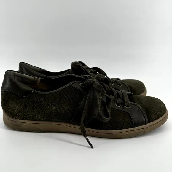 Vionic Jerome Suede Sneakers Lace Up Low Top Water Resistant Durable Green 11.5