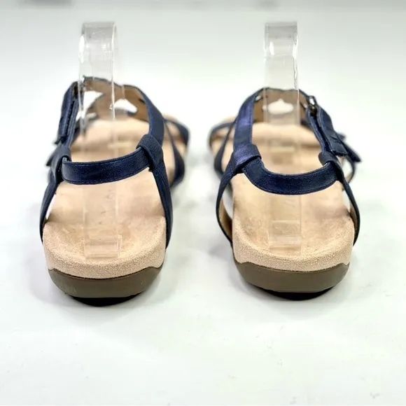 Vionic Jodie strappy sandals orthopedic comfort metallic blue adjustable 7