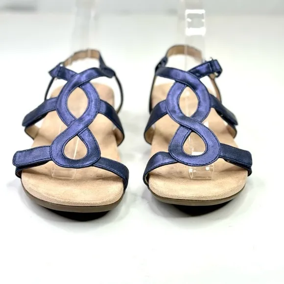 Vionic Jodie strappy sandals orthopedic comfort metallic blue adjustable 7
