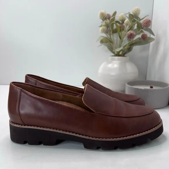 Vionic Kensley Leather Slip On Loafers Brown Women's 9.5 M Tried On Comfort Shoe