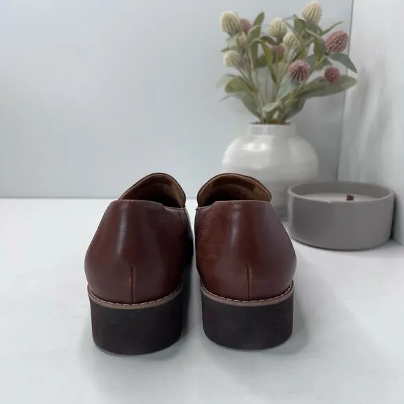 Vionic Kensley Leather Slip On Loafers Brown Women's 9.5 M Tried On Comfort Shoe