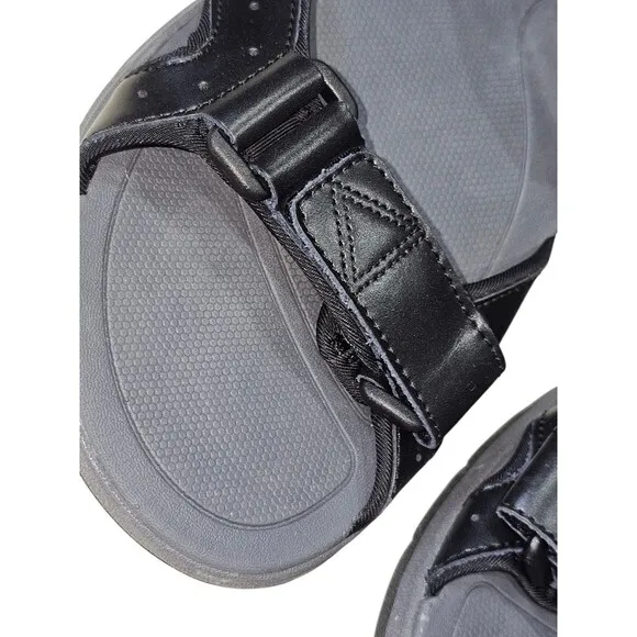 Vionic Men's Size 9 Canoe Leo Black Leather Straps Sport Sandals Comfort Shoe