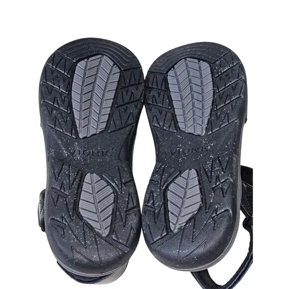 Vionic Men's Size 9 Canoe Leo Black Leather Straps Sport Sandals Comfort Shoe