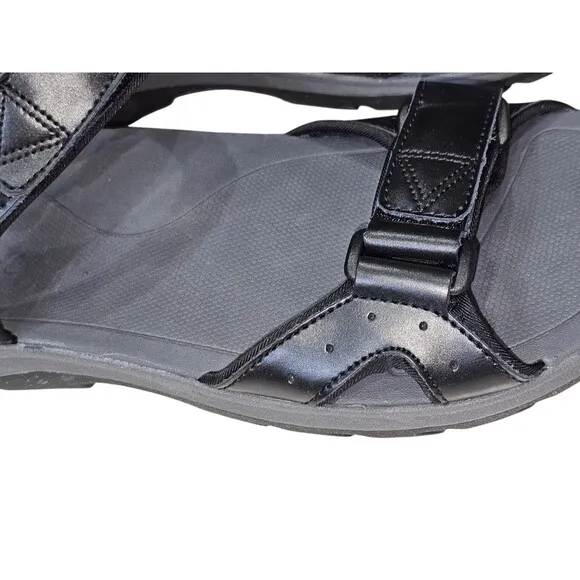 Vionic Men's Size 9 Canoe Leo Black Leather Straps Sport Sandals Comfort Shoe