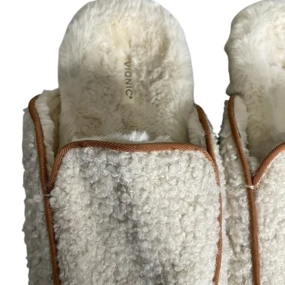 Vionic White Sherpa Slip On Loafers 7