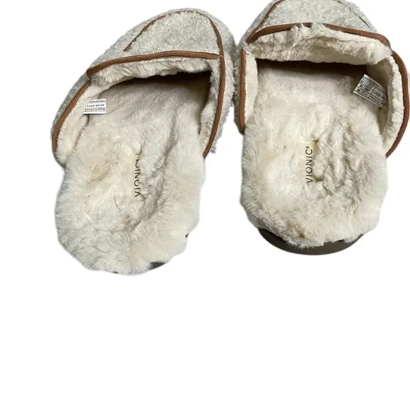 Vionic White Sherpa Slip On Loafers 7