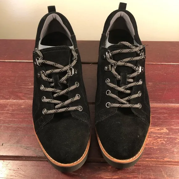 Vionic Women's Charm Ballari Oxford Lace Up Loafers, Black Suede Size 7 NWT