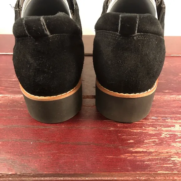 Vionic Women's Charm Ballari Oxford Lace Up Loafers, Black Suede Size 7 NWT