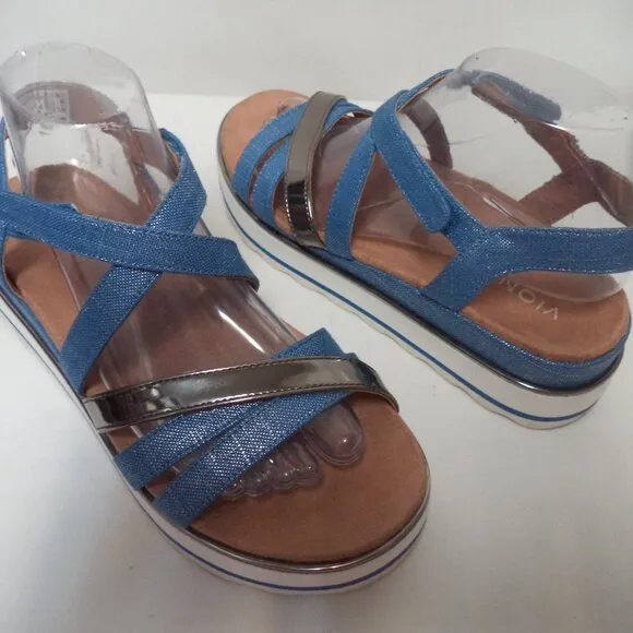 Vionic Womens Kellyn Metallic Slingback Wedge Sandals platform comfort Size 8.5