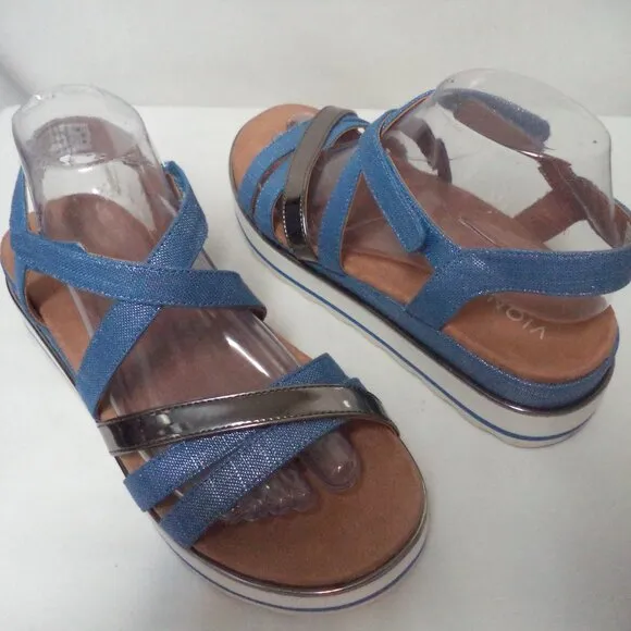 Vionic Womens Kellyn Metallic Slingback Wedge Sandals platform comfort Size 8.5