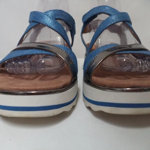 Vionic Womens Kellyn Metallic Slingback Wedge Sandals platform comfort Size 8.5