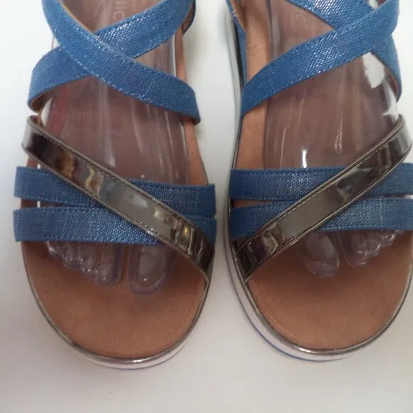 Vionic Womens Kellyn Metallic Slingback Wedge Sandals platform comfort Size 8.5