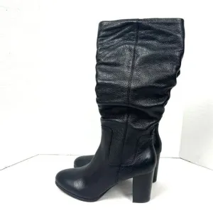 Vionic Women's Lolita Black Leather Slouchy Block Heel Knee-Hi Zip Boots Size 10