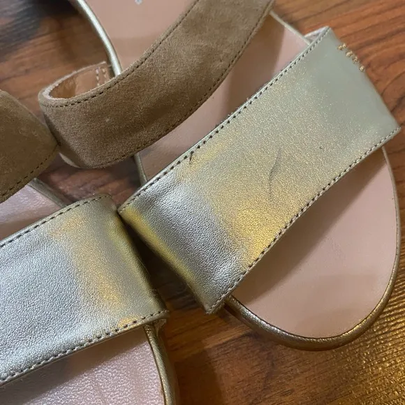 VISCATA BARCELONA Made in Spain tan and gold tone Strappy sandals jute detail