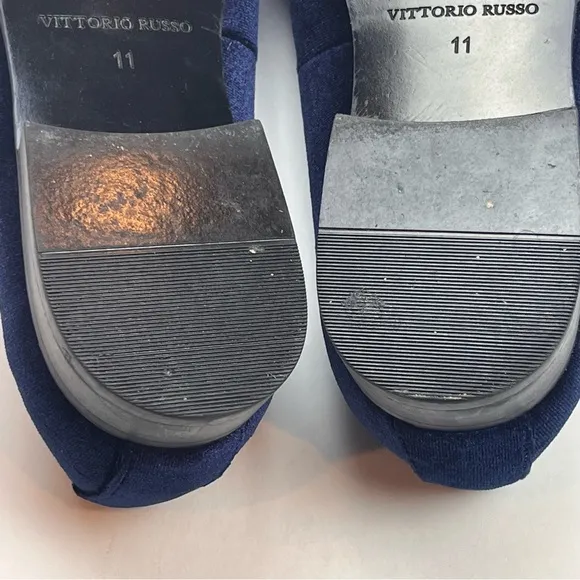 Vittorio Russo‎ Pierre Mens 11 Blue Velvet Slip-On Loafer Preppy Flat House Shoe