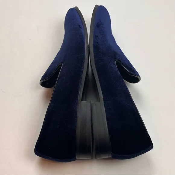 Vittorio Russo‎ Pierre Mens 11 Blue Velvet Slip-On Loafer Preppy Flat House Shoe