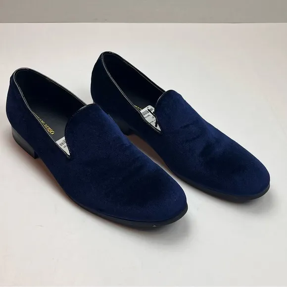 Vittorio Russo‎ Pierre Mens 11 Blue Velvet Slip-On Loafer Preppy Flat House Shoe
