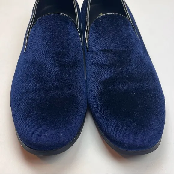 Vittorio Russo‎ Pierre Mens 11 Blue Velvet Slip-On Loafer Preppy Flat House Shoe