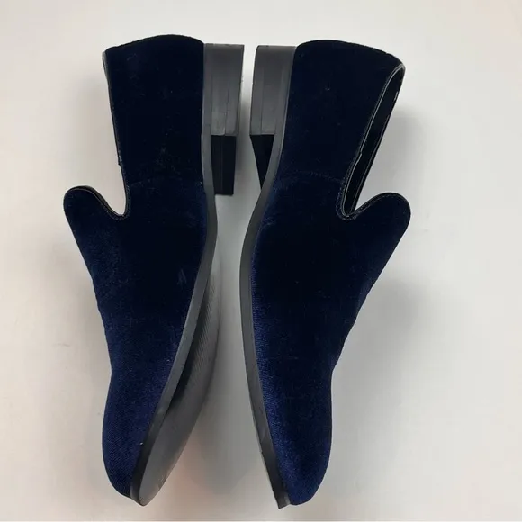 Vittorio Russo‎ Pierre Mens 11 Blue Velvet Slip-On Loafer Preppy Flat House Shoe