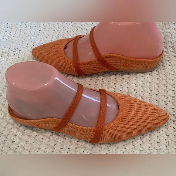 VIVAIA Elle Pointed Toe Mule Sandals Coral Orange Sustainable/Stylish; Size 37