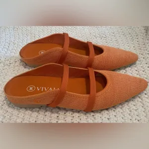 VIVAIA Elle Pointed Toe Mule Sandals Coral Orange Sustainable/Stylish; Size 37