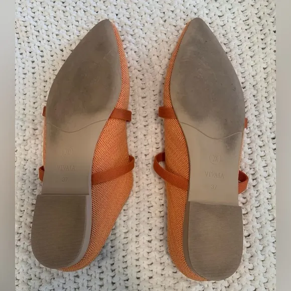 VIVAIA Elle Pointed Toe Mule Sandals Coral Orange Sustainable/Stylish; Size 37