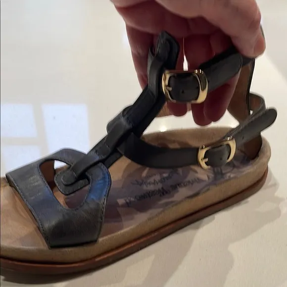 Vivienne Westwood Leather Gladiator Sandals, Charcoal. Size 8.5