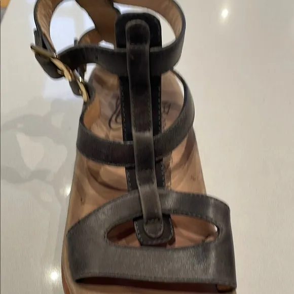 Vivienne Westwood Leather Gladiator Sandals, Charcoal. Size 8.5