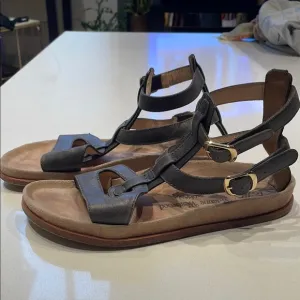 Vivienne Westwood Leather Gladiator Sandals, Charcoal. Size 8.5