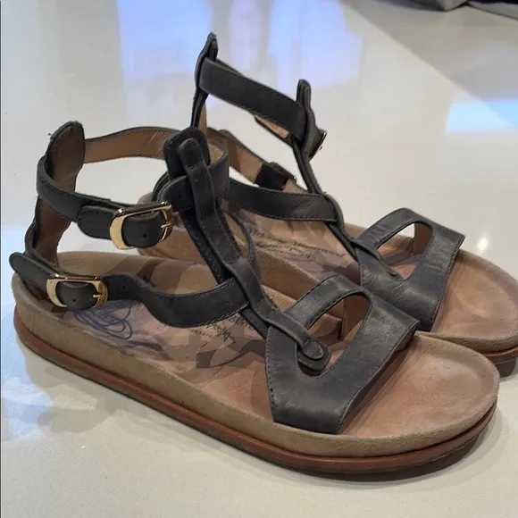 Vivienne Westwood Leather Gladiator Sandals, Charcoal. Size 8.5