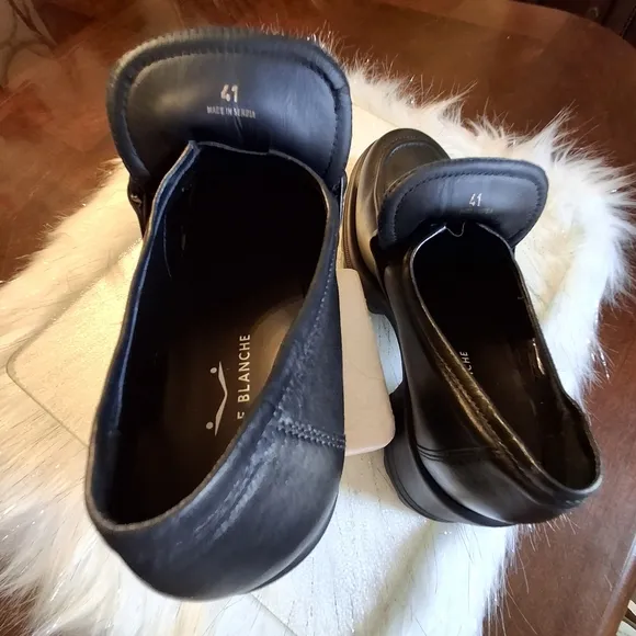 Voile Blanche Carine Black Leather Slip-On Ankle Chunky Loafers Size Women 10.5