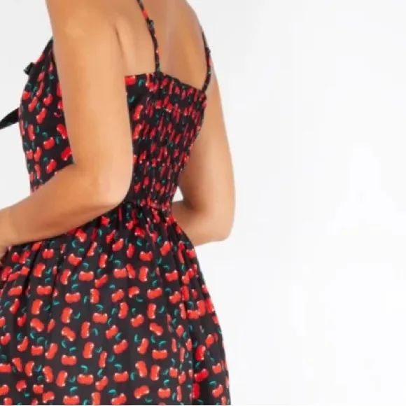 Voodoo Vixen Polly Black Cherry Print Mini Bow Retro Punk Rockabilly Dress 4