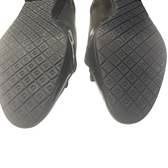 VTG BALLY &quot;EBENE&quot; BLACK/BLACK Leather Slip-On Fringe Loafer Women's 6.5 M logo