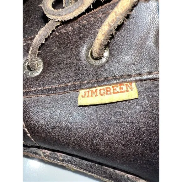 VTG Jim Green Boots Mens Size 8.5 Brown Leather Casual Work Lace-Up Vellie
