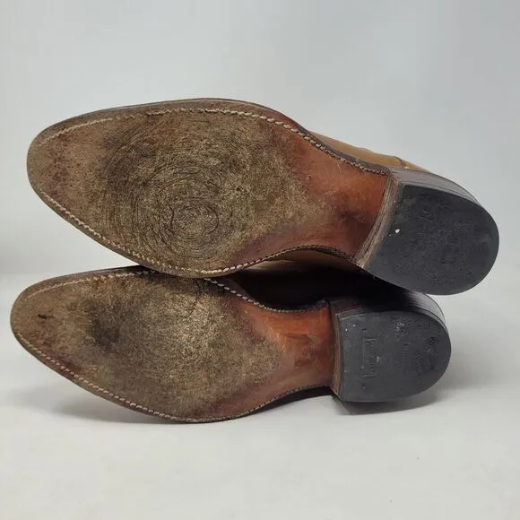 VTG Justin Boots Mens 9.5D Brown Leather Western Cowboy Rodeo Riding Ranch 5523