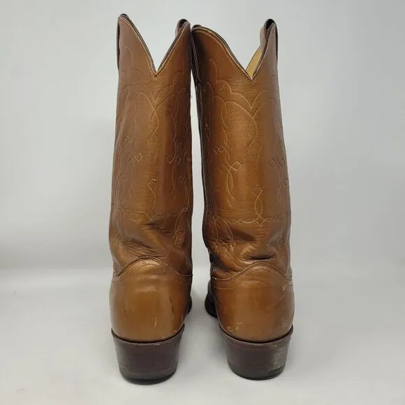 VTG Justin Boots Mens 9.5D Brown Leather Western Cowboy Rodeo Riding Ranch 5523
