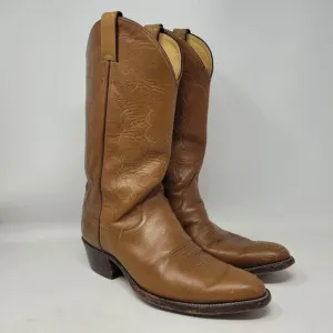 VTG Justin Boots Mens 9.5D Brown Leather Western Cowboy Rodeo Riding Ranch 5523