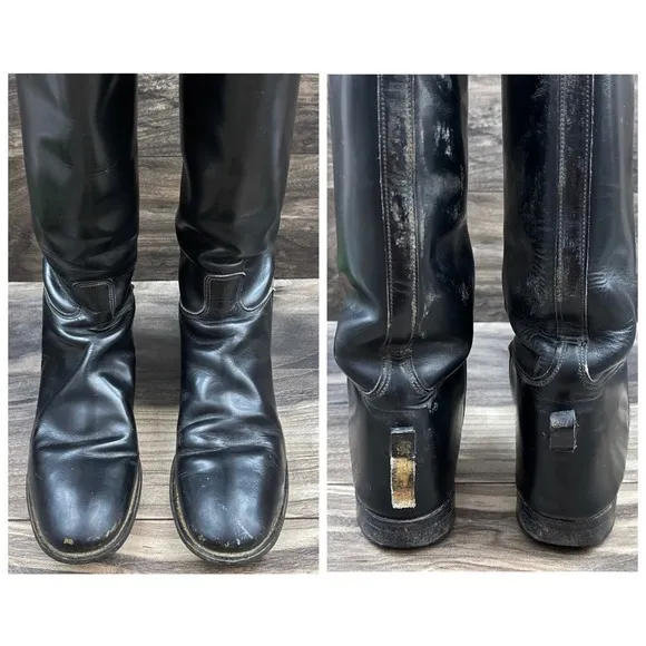 VTG Marlborough Equestrian Riding Tall Boots Black Leather 18” 1592LB UK 6.5