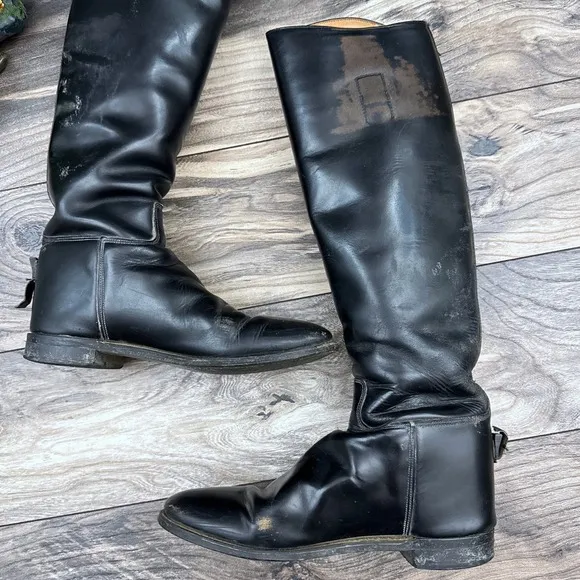 VTG Marlborough Equestrian Riding Tall Boots Black Leather 18” 1592LB UK 6.5