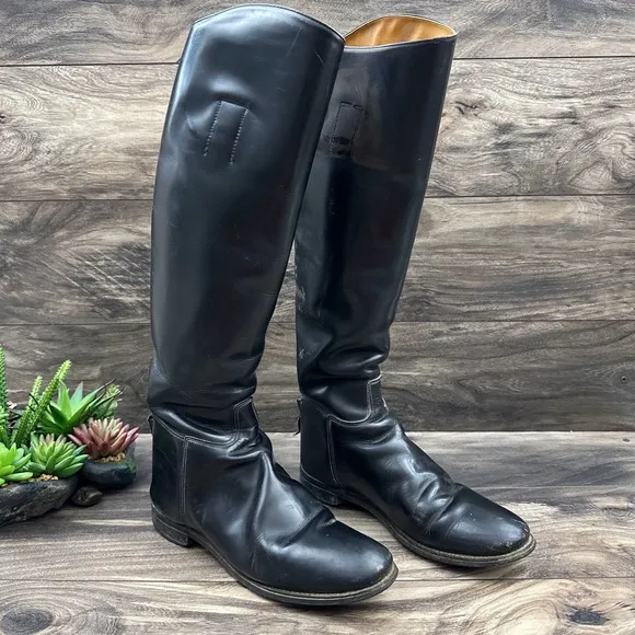 VTG Marlborough Equestrian Riding Tall Boots Black Leather 18” 1592LB UK 6.5