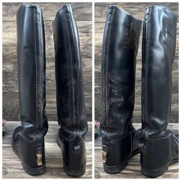 VTG Marlborough Equestrian Riding Tall Boots Black Leather 18” 1592LB UK 6.5