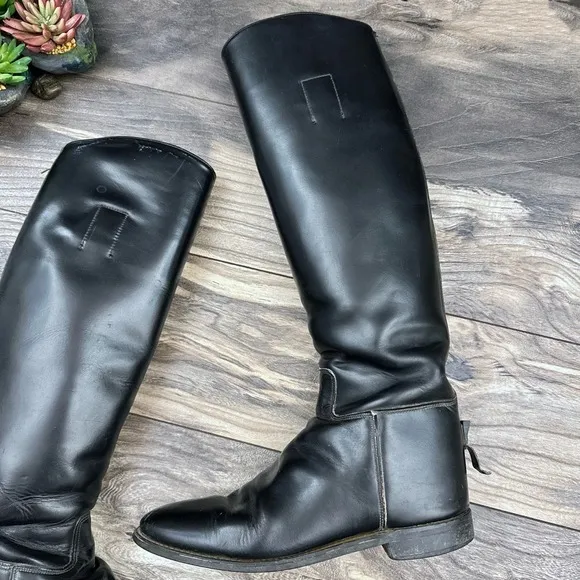 VTG Marlborough Equestrian Riding Tall Boots Black Leather 18” 1592LB UK 6.5