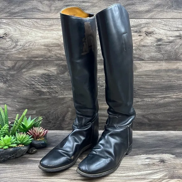 VTG Marlborough Equestrian Riding Tall Boots Black Leather 18” 1592LB UK 6.5