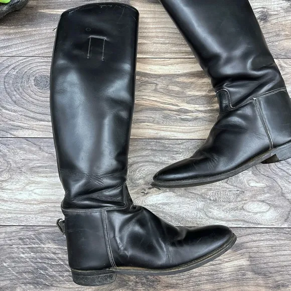 VTG Marlborough Equestrian Riding Tall Boots Black Leather 18” 1592LB UK 6.5