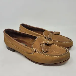 VTG Ralph Lauren Country Shoes 7B Tan Brown Leather Loafers Tassels Preppy 80s