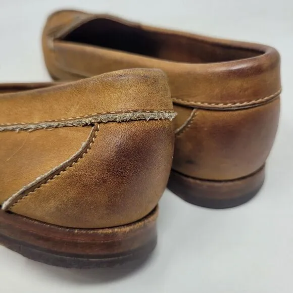 VTG Ralph Lauren Country Shoes 7B Tan Brown Leather Loafers Tassels Preppy 80s
