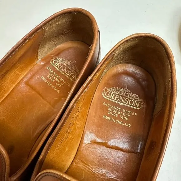 VTG VERY GOOD Grenson Tassel Loafers Brown Calf Wing Made England UK 11 / US 12