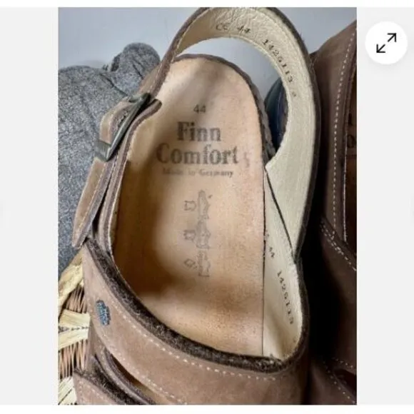 Waldi Finn Comfort Shoes Mens US 10 EU 44 Brown Leather Sandals Removable Insole
